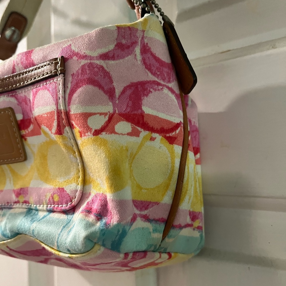 Coach Pink and Yellow Clutch Vibrant Design - Picture 3 of 9